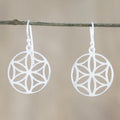 Sterling Silver Floral Dangle Earrings from Thailand - Inner Blossoms
