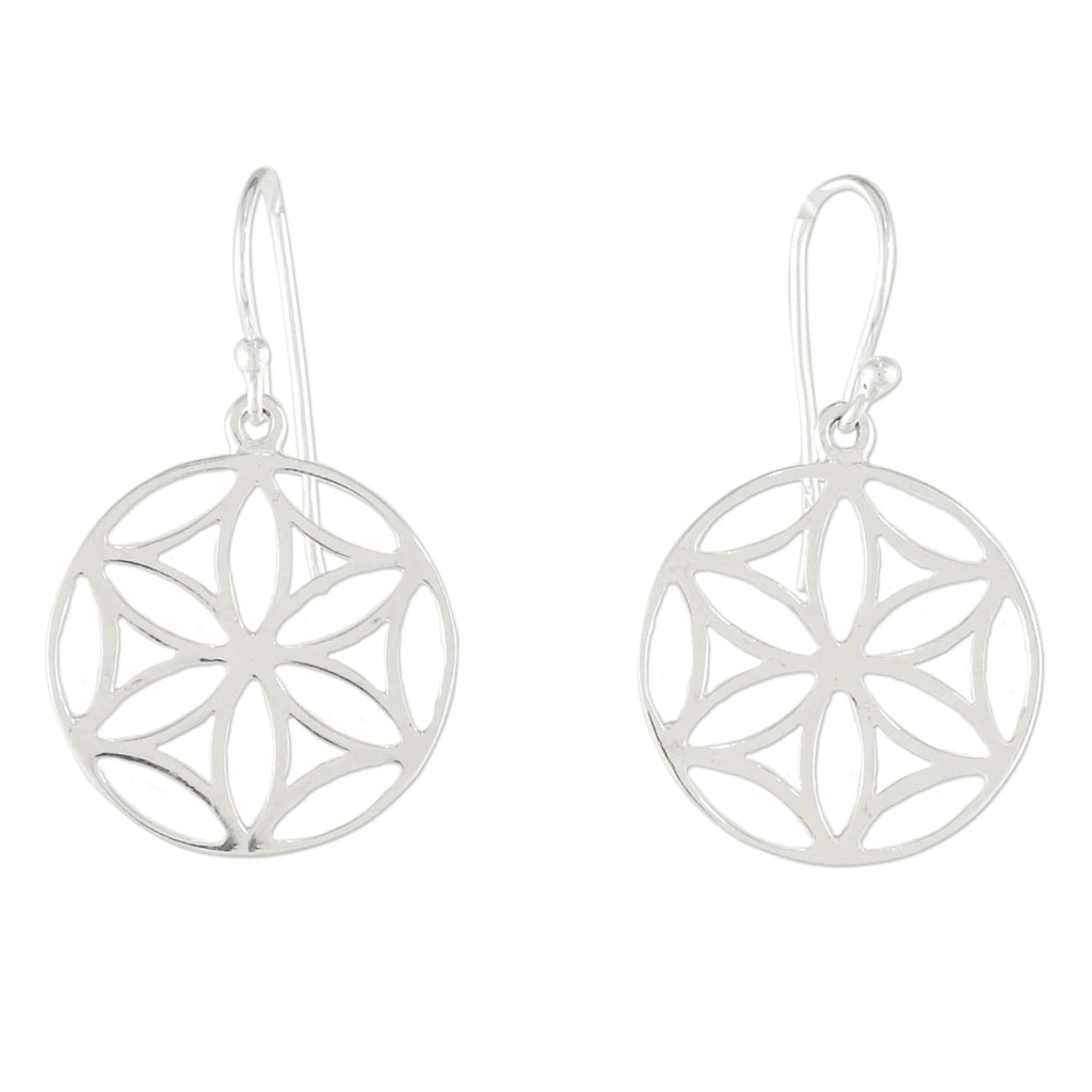 Sterling Silver Floral Dangle Earrings from Thailand - Inner Blossoms