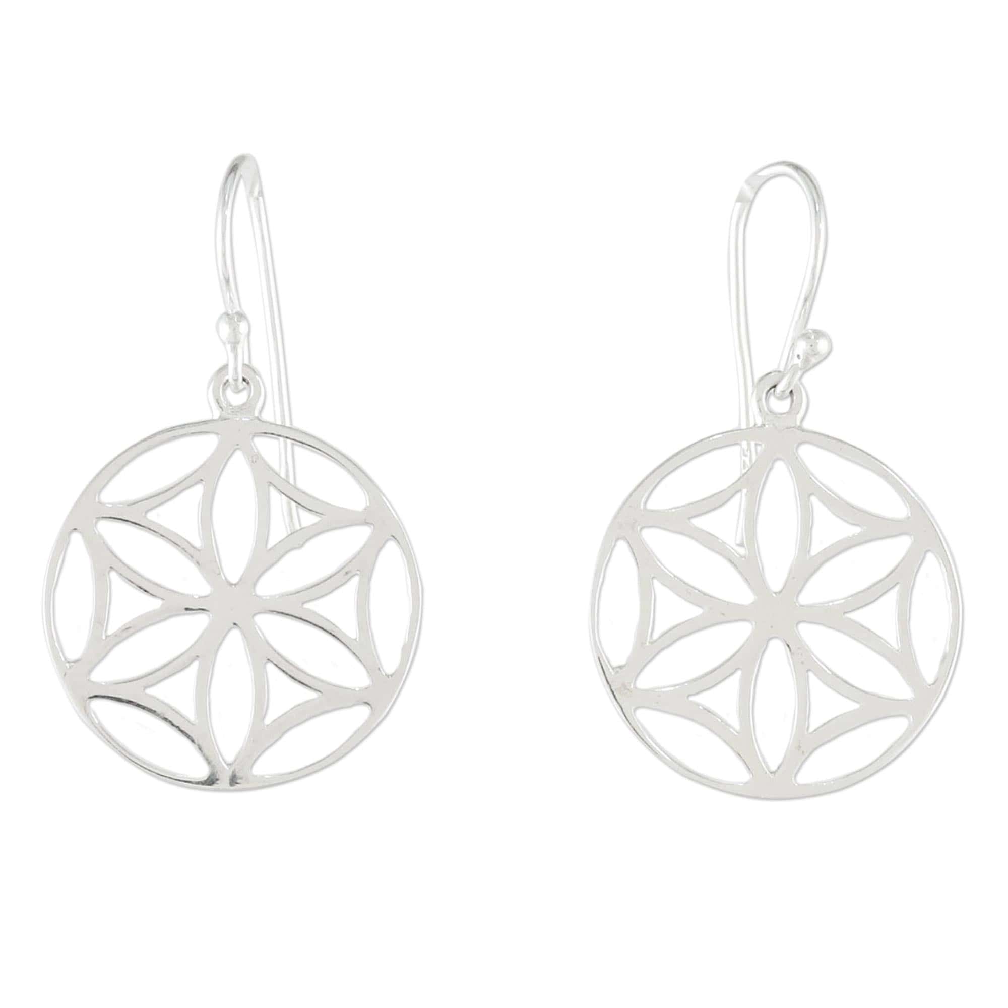 Sterling Silver Floral Dangle Earrings from Thailand - Inner Blossoms