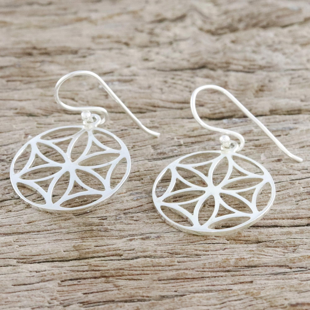 Sterling Silver Floral Dangle Earrings from Thailand - Inner Blossoms