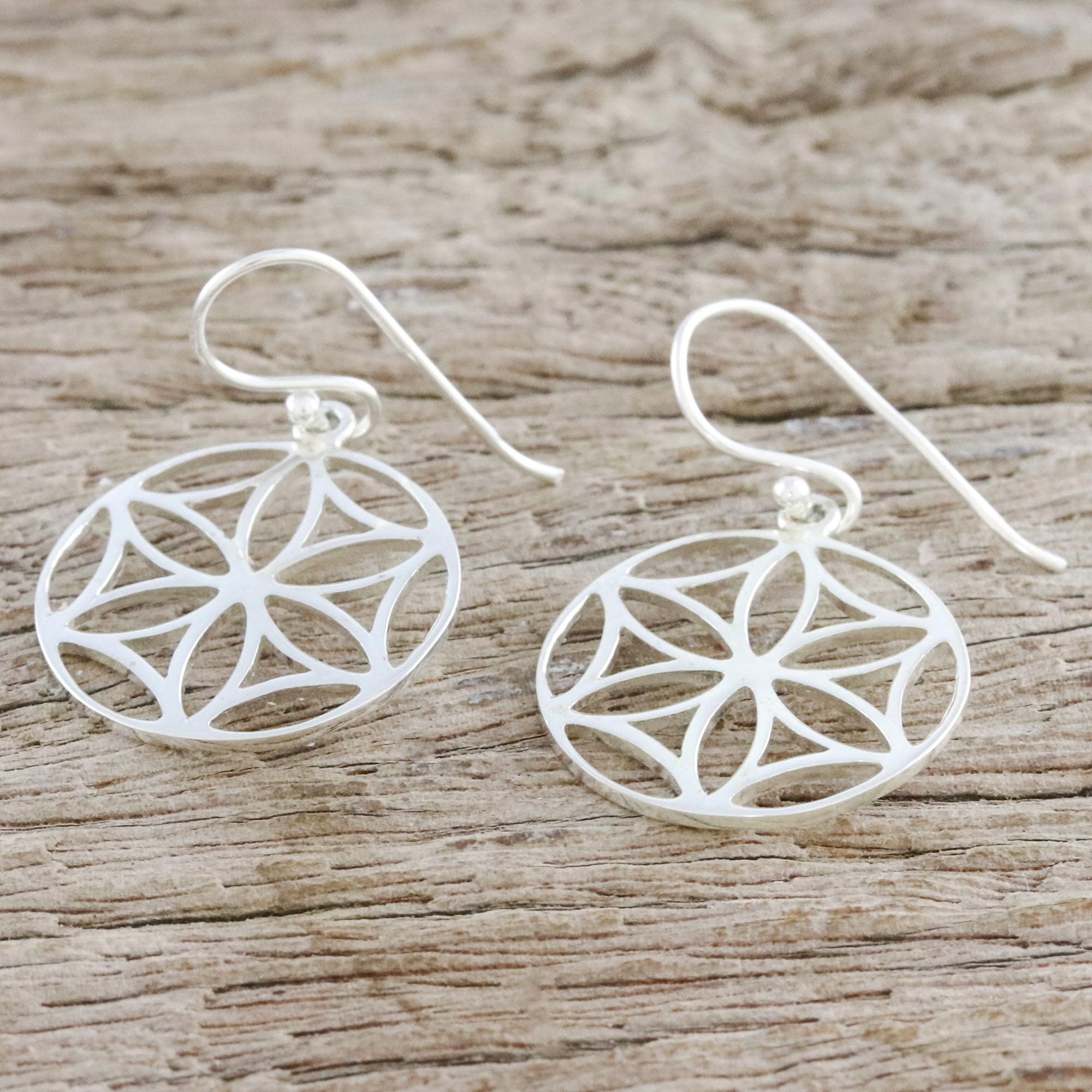 Sterling Silver Floral Dangle Earrings from Thailand - Inner Blossoms