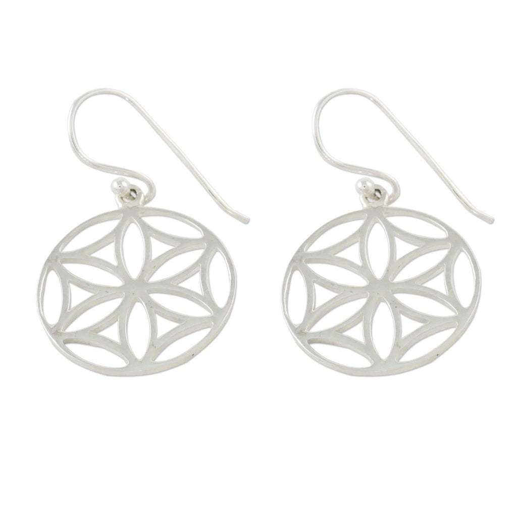 Sterling Silver Floral Dangle Earrings from Thailand - Inner Blossoms