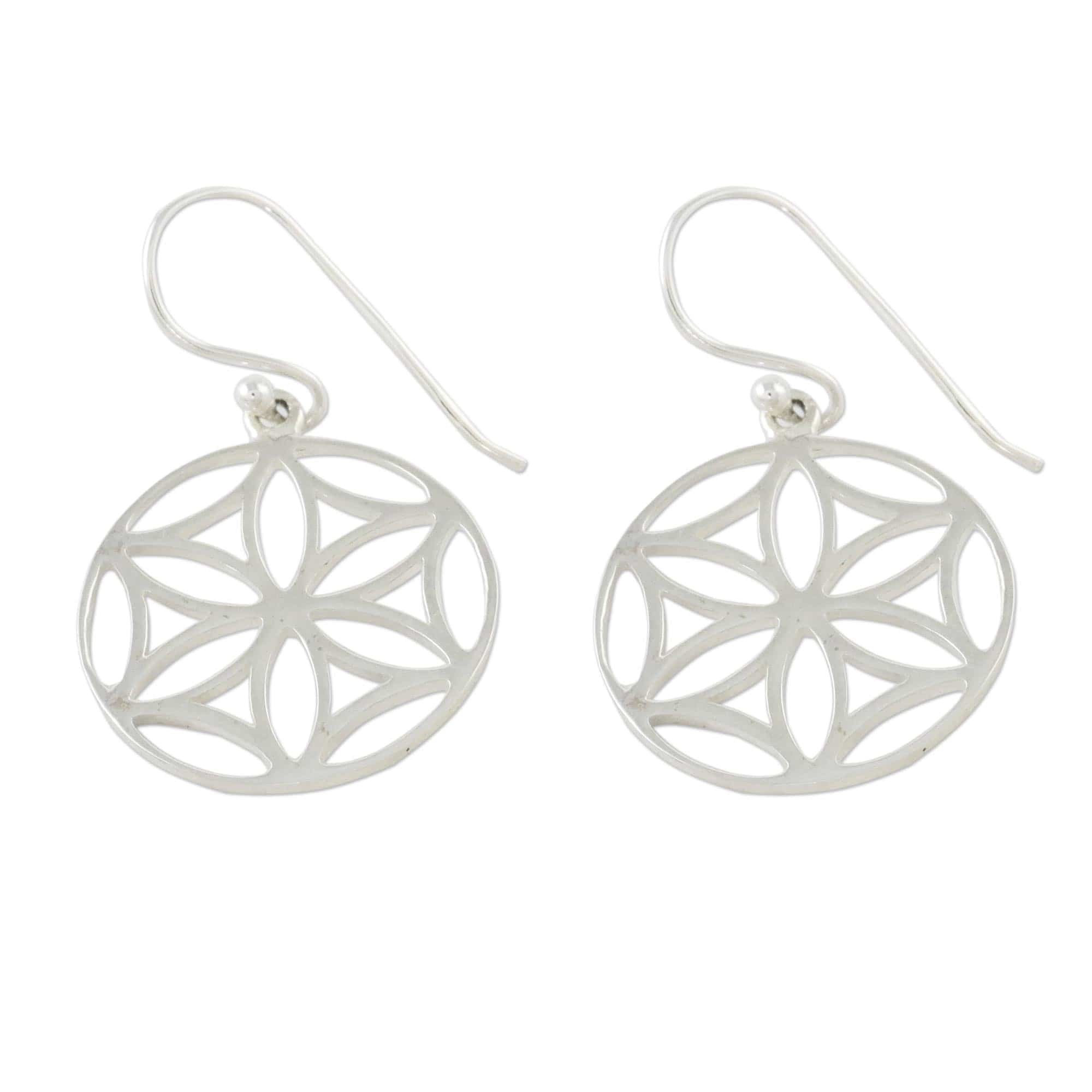 Sterling Silver Floral Dangle Earrings from Thailand - Inner Blossoms