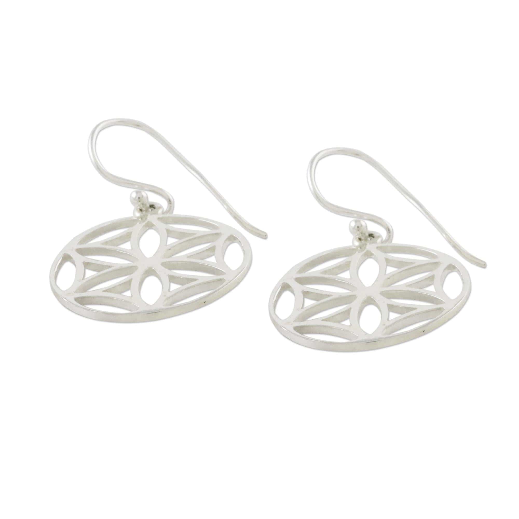 Sterling Silver Floral Dangle Earrings from Thailand - Inner Blossoms