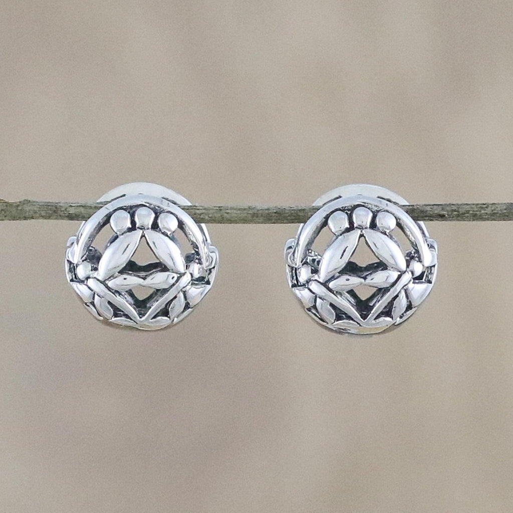 Sterling Silver Dragonfly Hoop Earrings from Thailand - Dragonfly Reflection