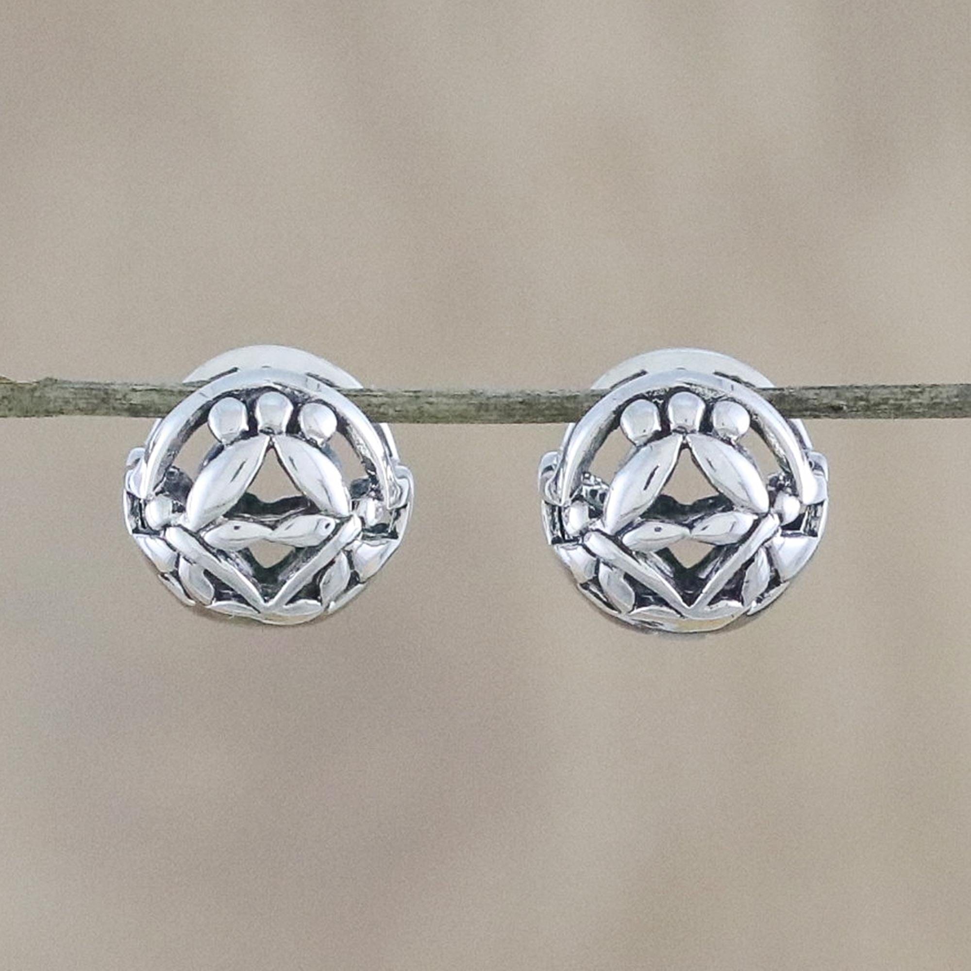 Sterling Silver Dragonfly Hoop Earrings from Thailand - Dragonfly Reflection