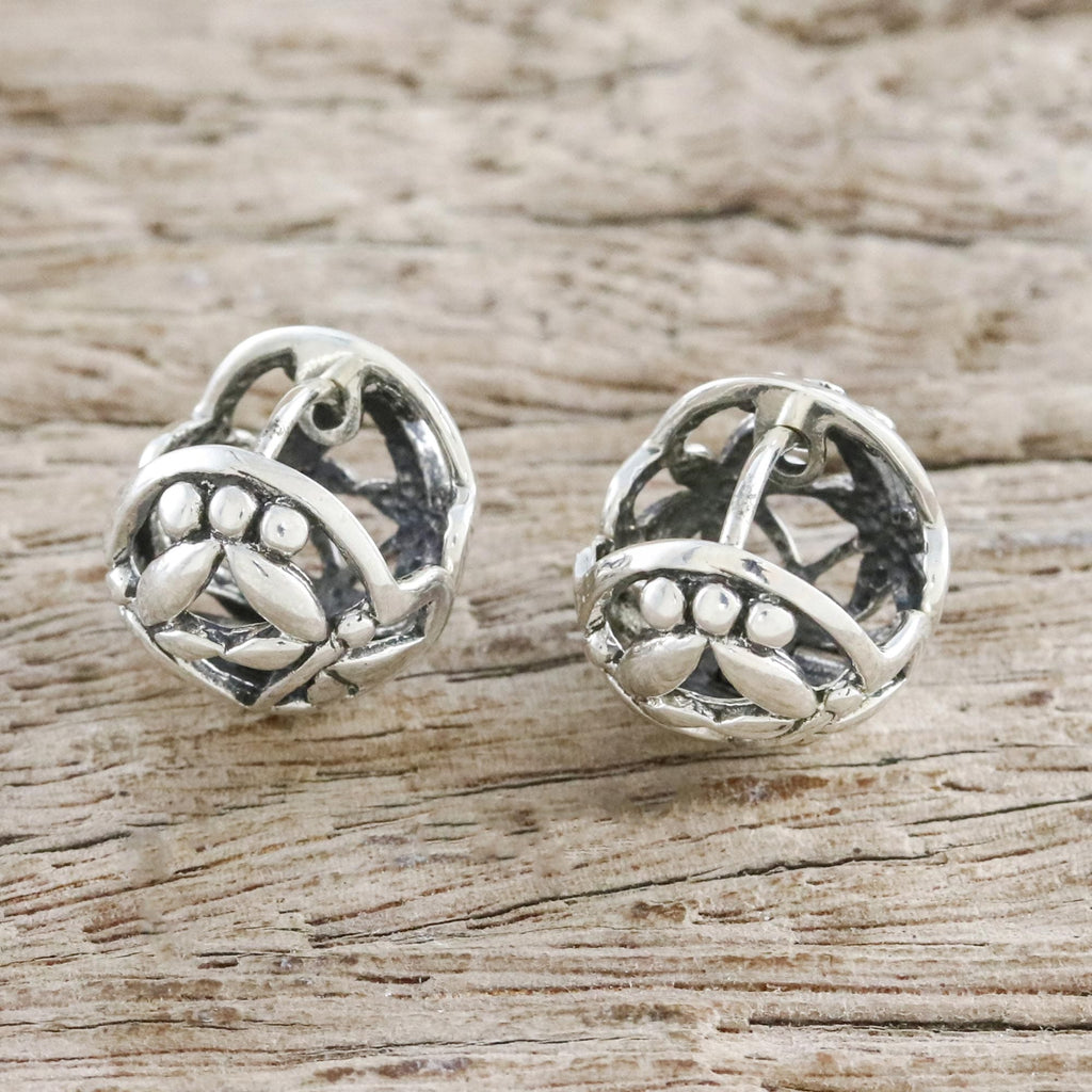 Sterling Silver Dragonfly Hoop Earrings from Thailand - Dragonfly Reflection
