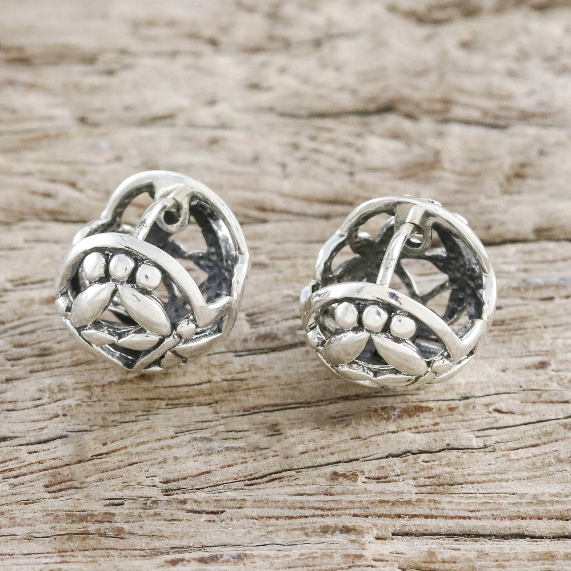 Sterling Silver Dragonfly Hoop Earrings from Thailand - Dragonfly Reflection