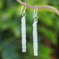 Thai Artisan Pale Green Jade Bamboo Dangle Earrings - Cool Bamboo