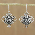 Sterling Silver Scrollwork and Oval with Dot Motif Earrings - Ladies' Tea