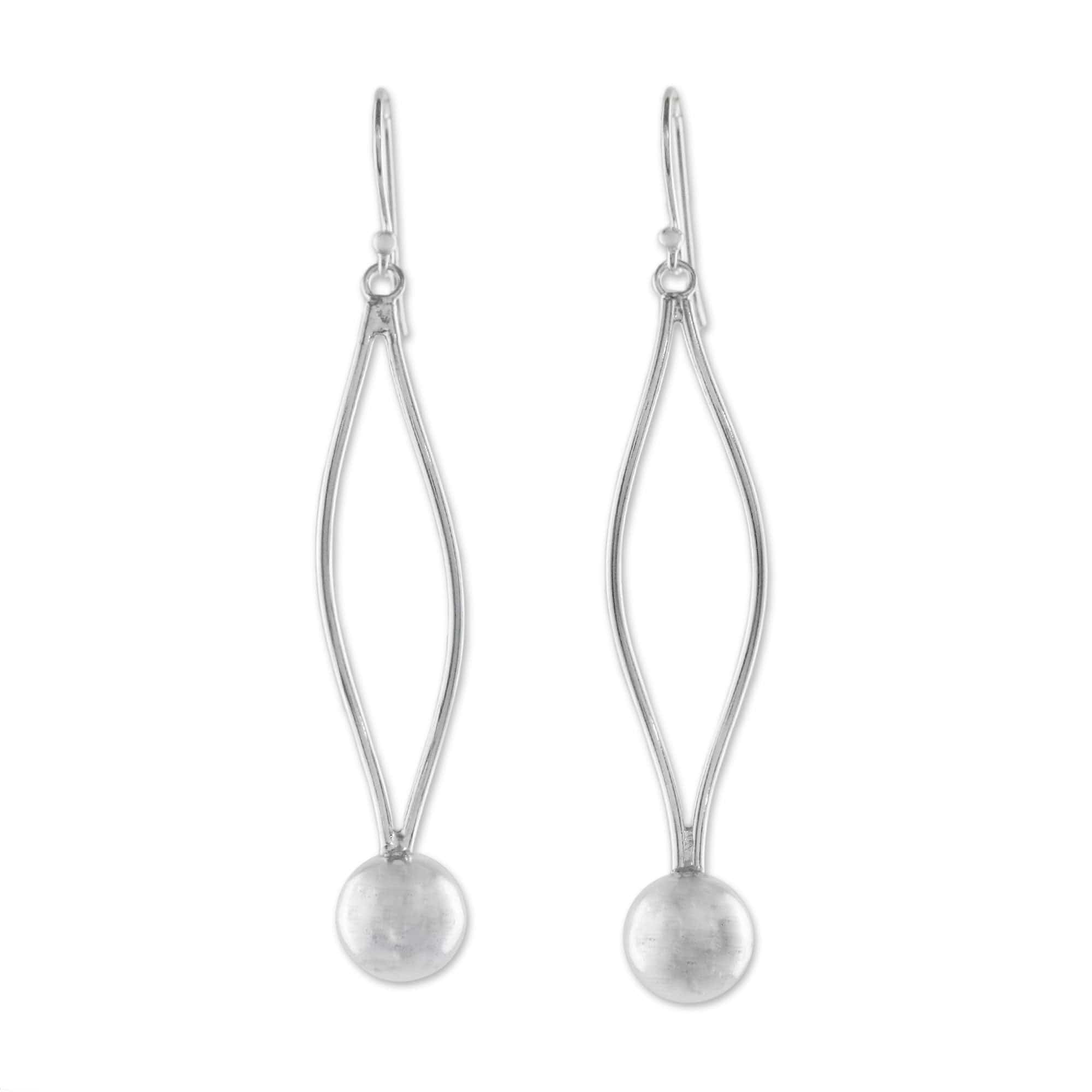 Sterling Silver Pendulum Dangle Earrings from Thailand - Shining Pendulum