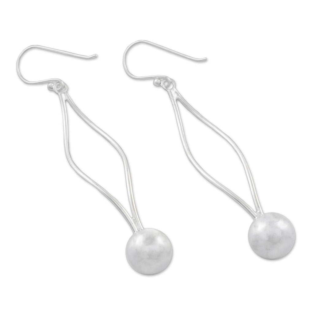 Sterling Silver Pendulum Dangle Earrings from Thailand - Shining Pendulum