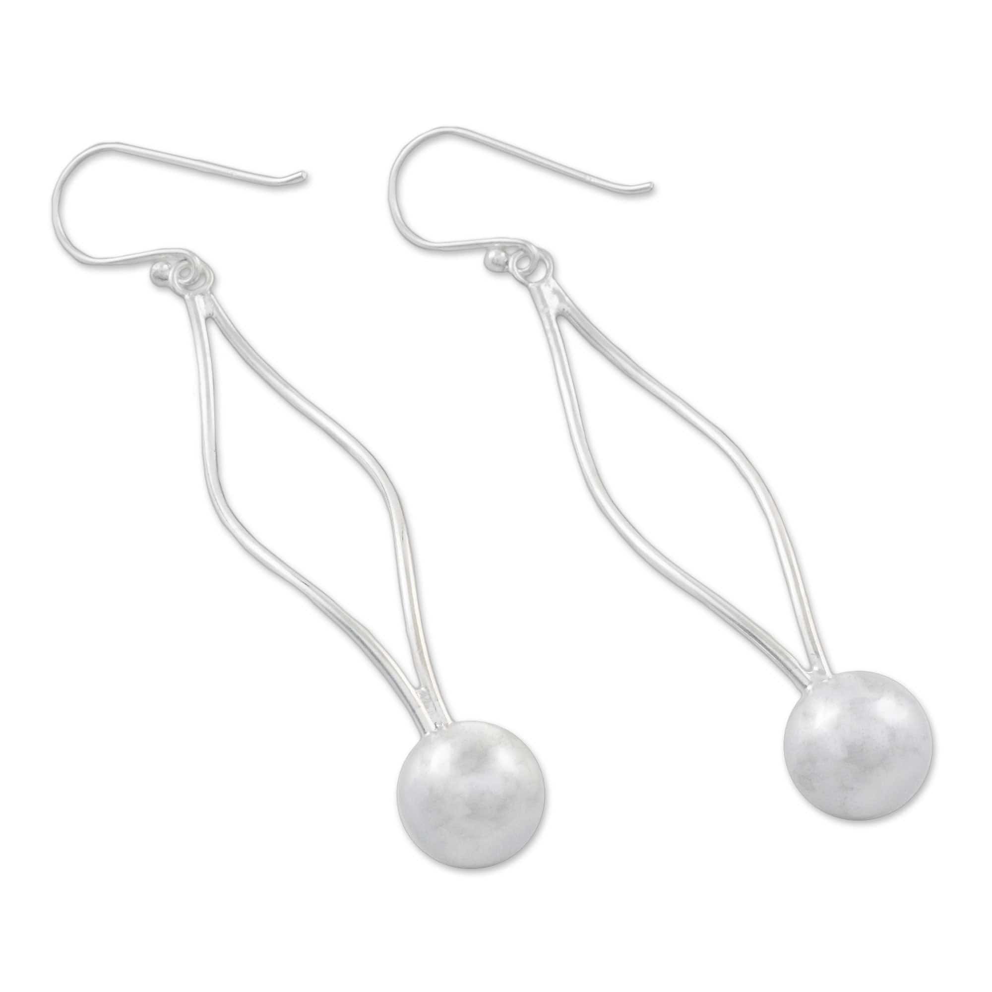 Sterling Silver Pendulum Dangle Earrings from Thailand - Shining Pendulum