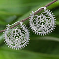 Spiral pattern Sterling Silver Hoop Earrings from Thailand - Beatific Spirals