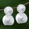 Modern Sterling Silver Dangle Earrings from Thailand - Gleaming Pads