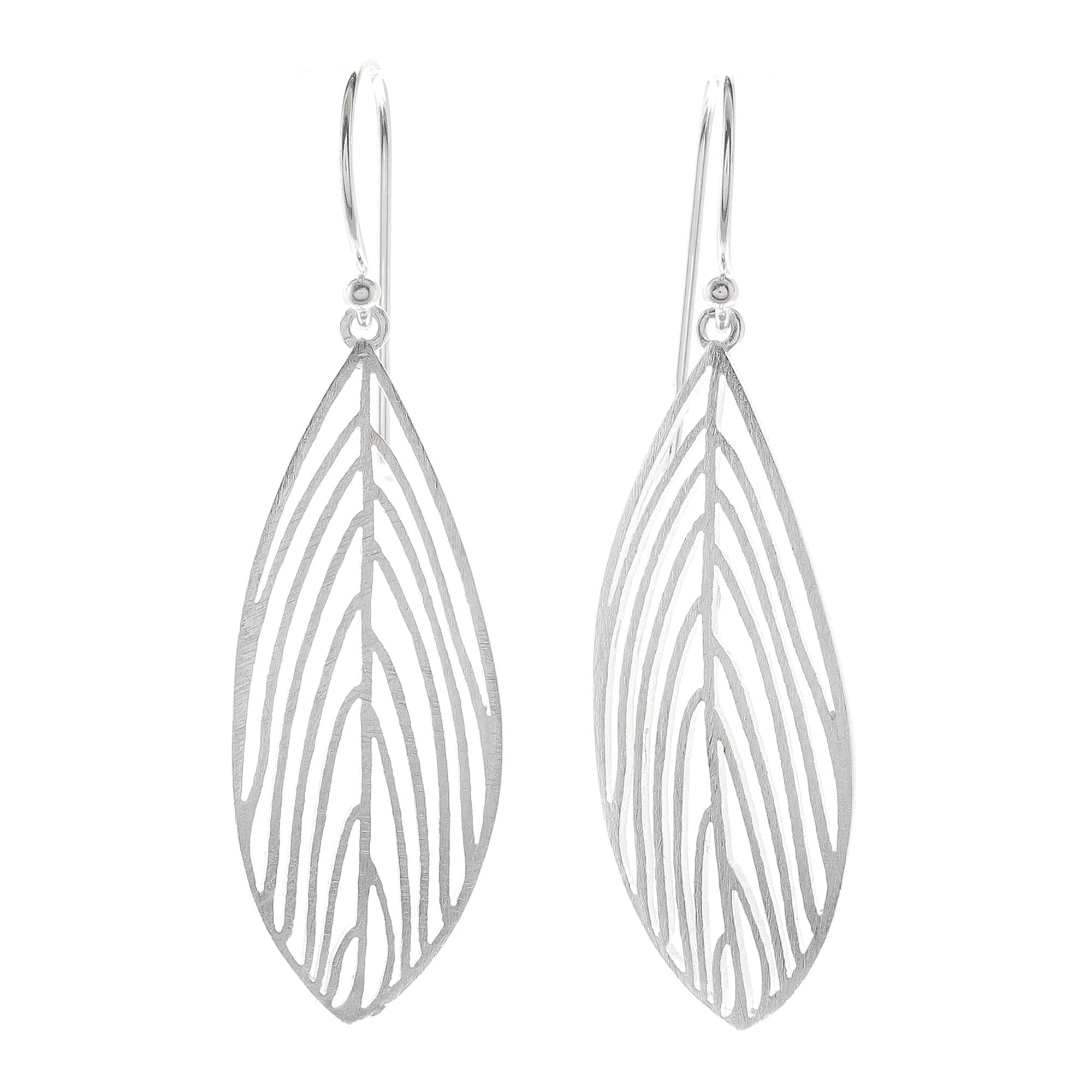Handmade Leaf Earrings in Sterling Silver from Bali - Leaf Silhouette