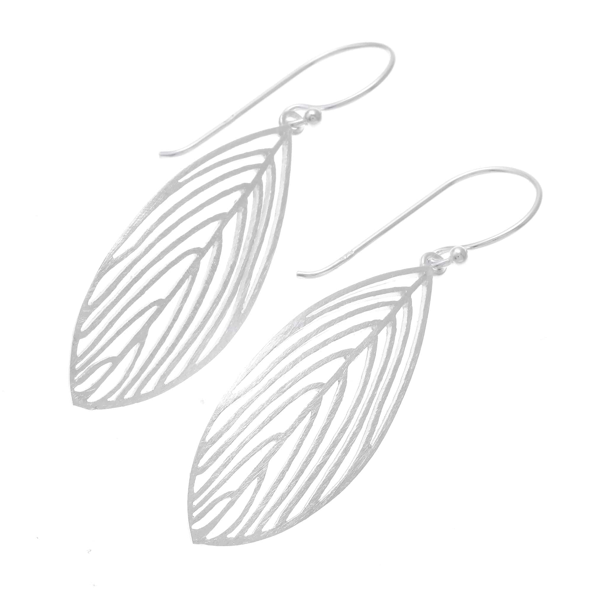 Handmade Leaf Earrings in Sterling Silver from Bali - Leaf Silhouette