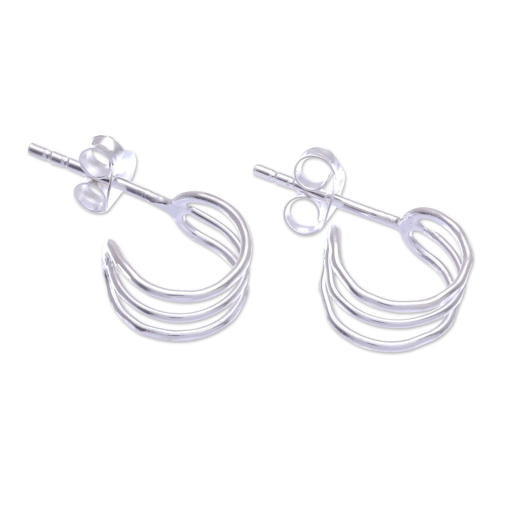 Handmade Sterling Silver Stud Earrings (Set of 3) - Every Day Trio