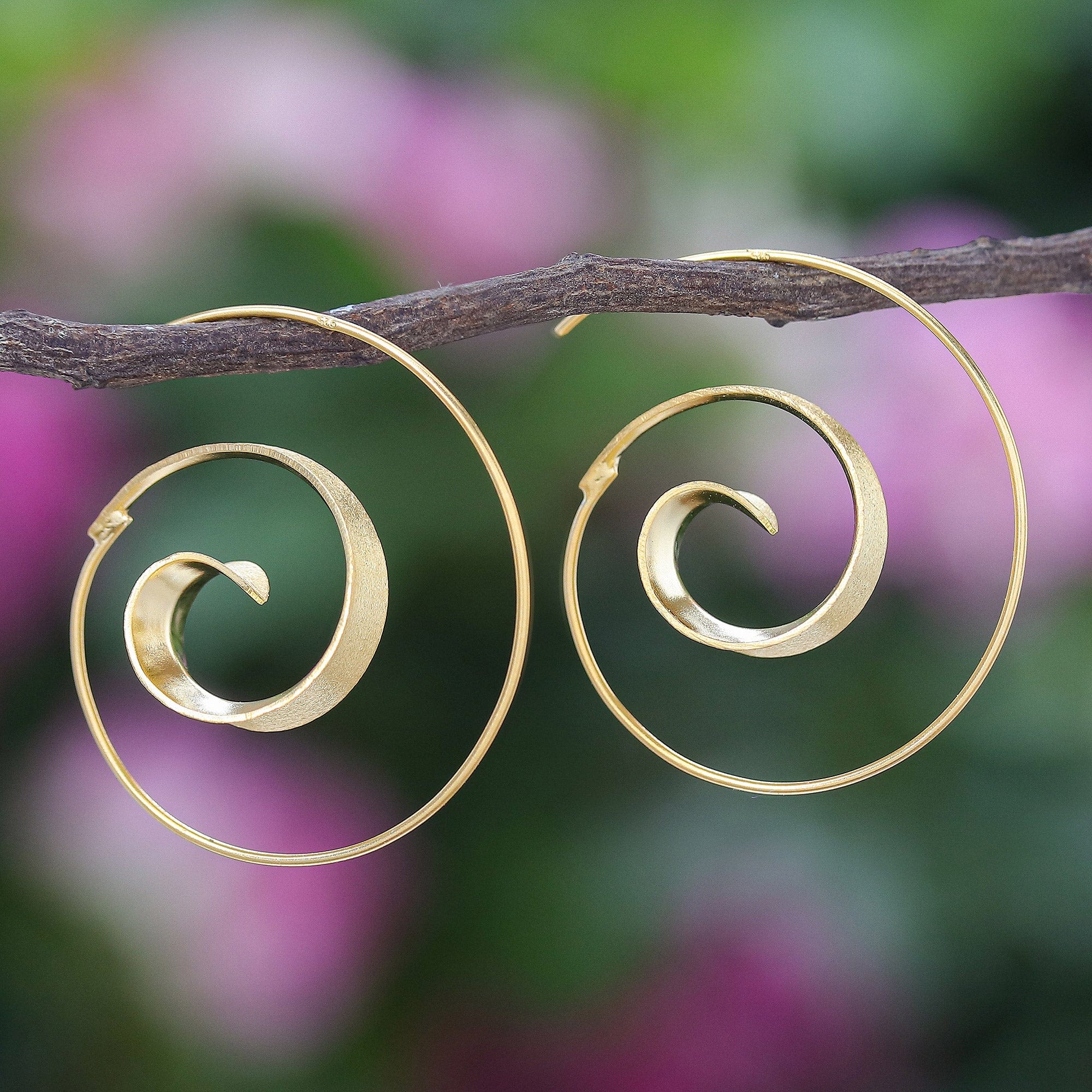 Artisan Crafted Gold-Plated Drop Earrings - Luxe Spiral