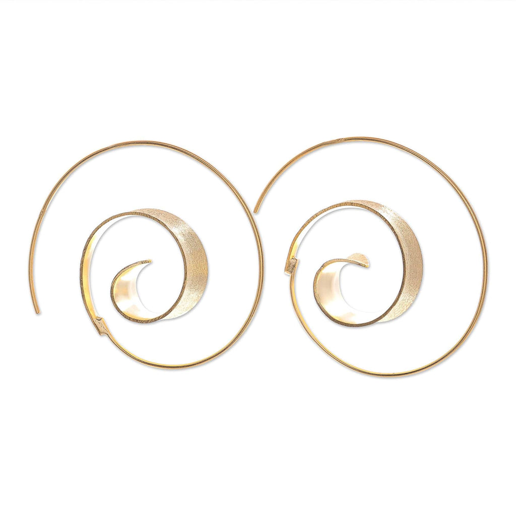 Artisan Crafted Gold-Plated Drop Earrings - Luxe Spiral