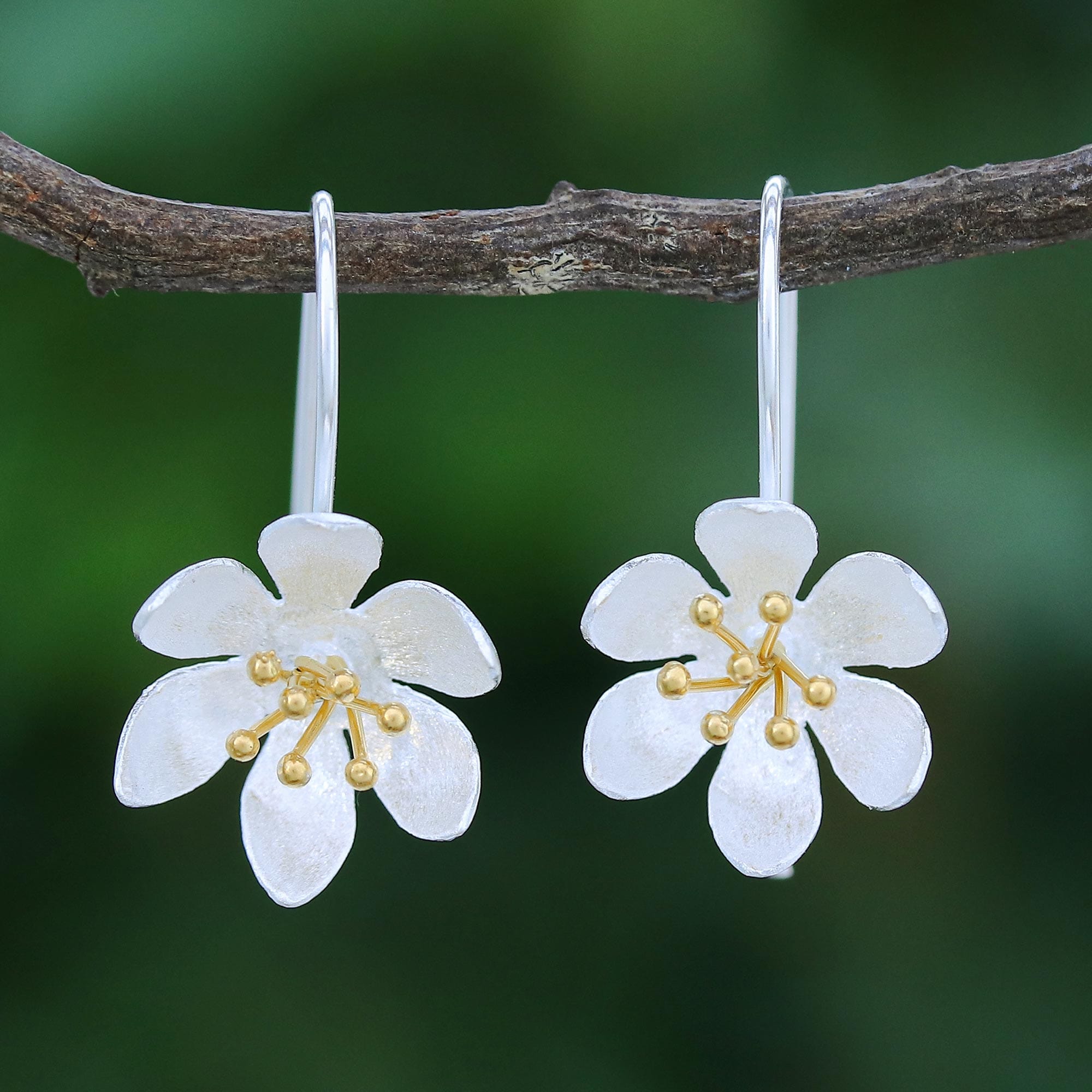 Handmade Gold-Accented Earrings with Floral Motif - Amuse Me
