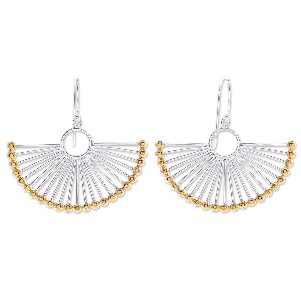 Hand Crafted Gold-Accented Dangle Earrings - Palace Fan
