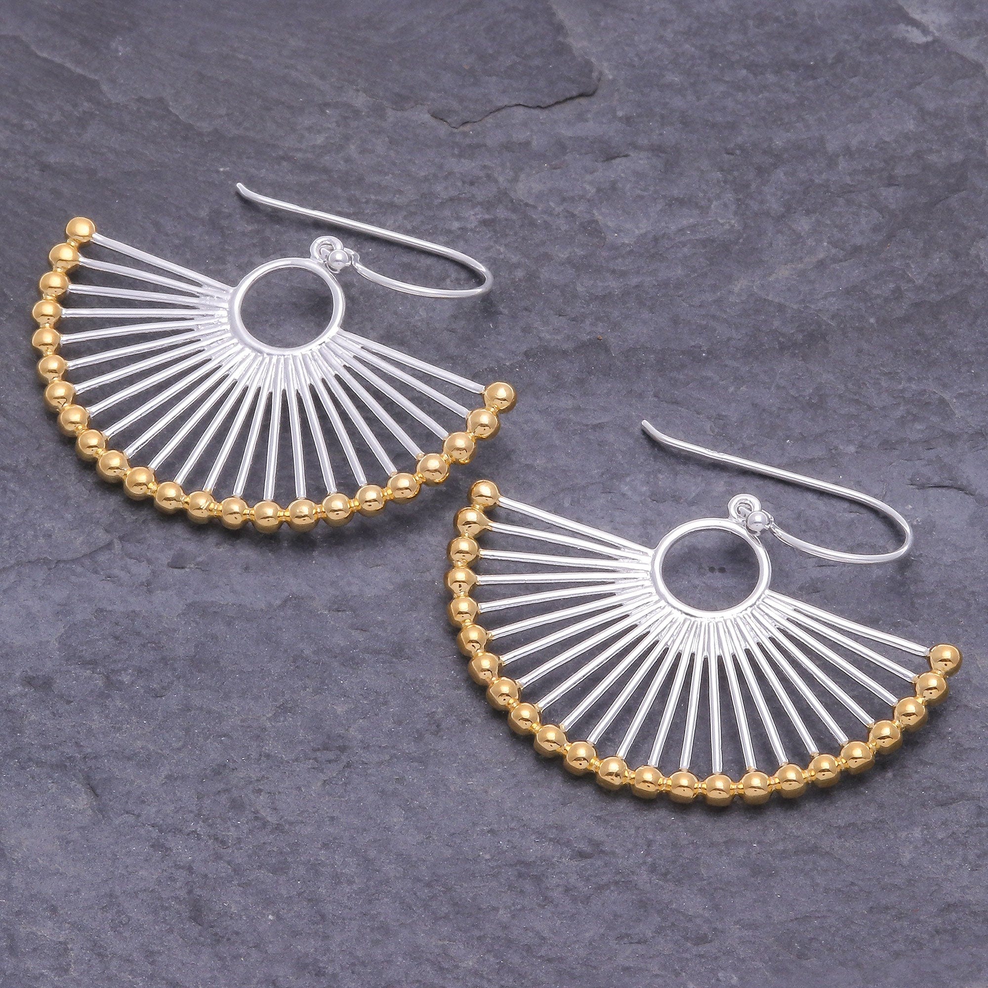 Hand Crafted Gold-Accented Dangle Earrings - Palace Fan