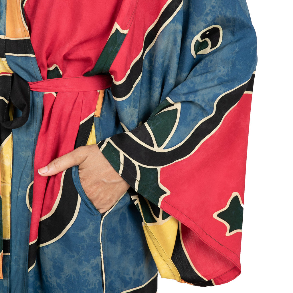 Women's Batik Patterned Robe - Paradise Peacock