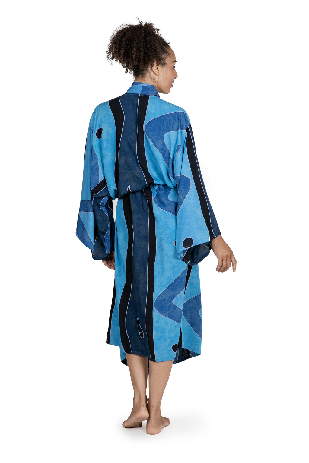 Women's Unique Batik Robe from Indonesia - Tropical Sea