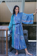 Women's Unique Batik Robe - Green Baliku
