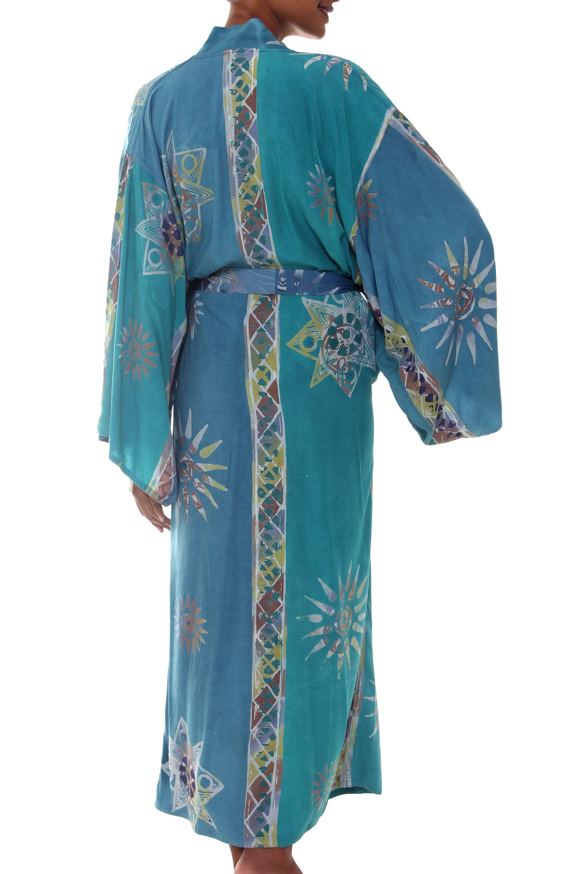 Women's Unique Batik Robe - Green Baliku